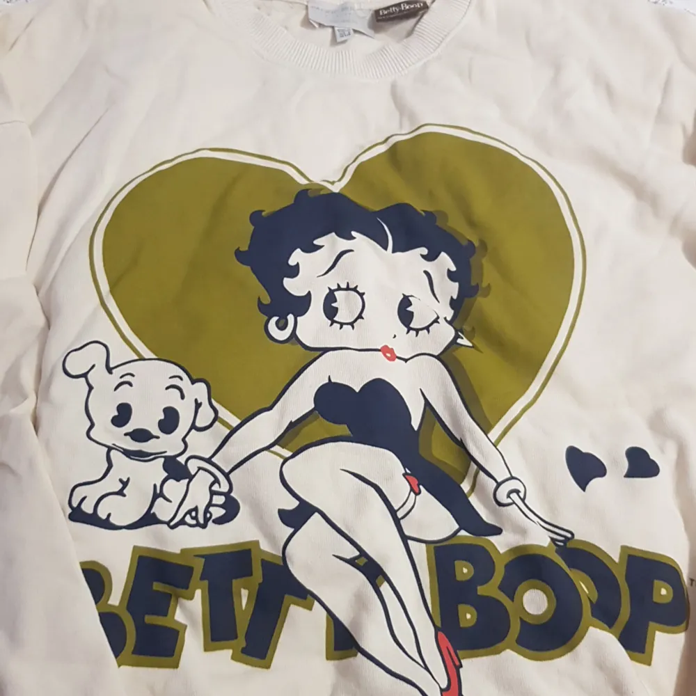 Jag säljar min fin Betty Boop tröja som jag köpte från pull&bear i storlek S. Den är i väldigt bra skick. Köparen står för frakt. . Tröjor & Koftor.