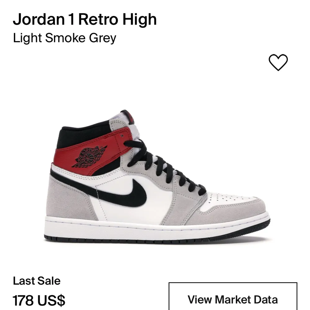 Nike air Jordan 1 light smoke grey, storlek 41. Använda lite, heel drag på ena skon. Pris kan diskuteras.. Skor.