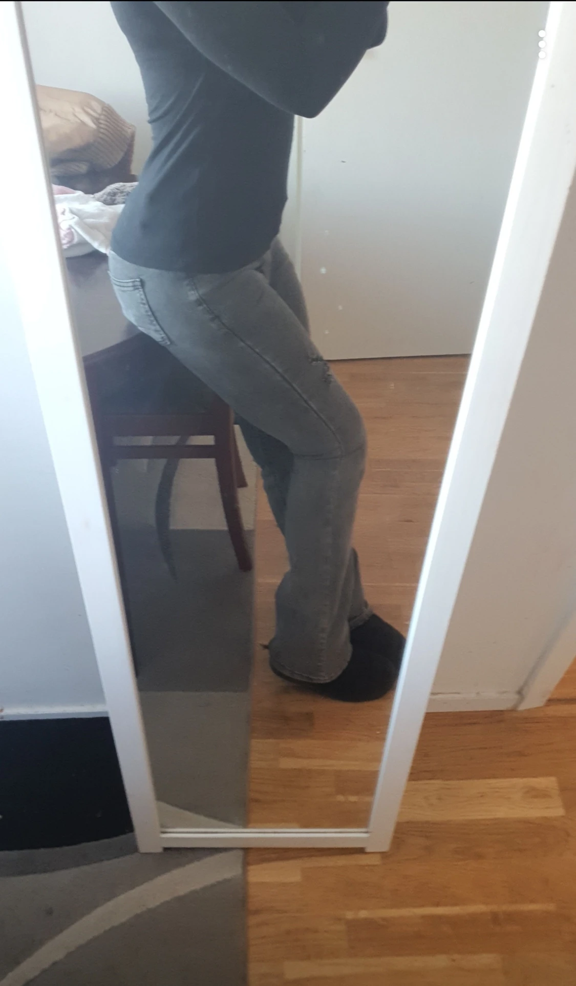 Gråa lågmidjade jeans 