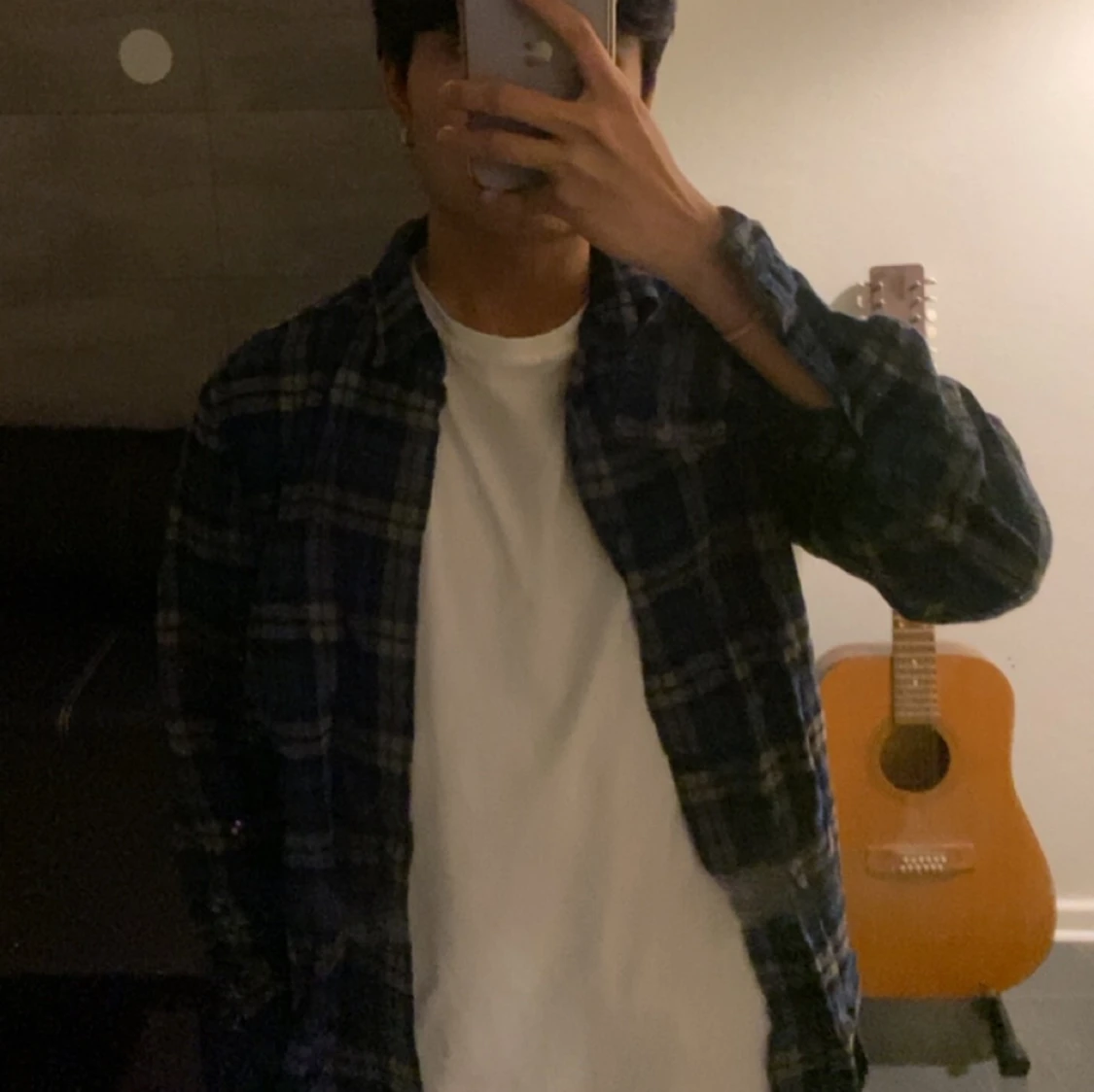 Cool blå-svart rutig skjorta - 90