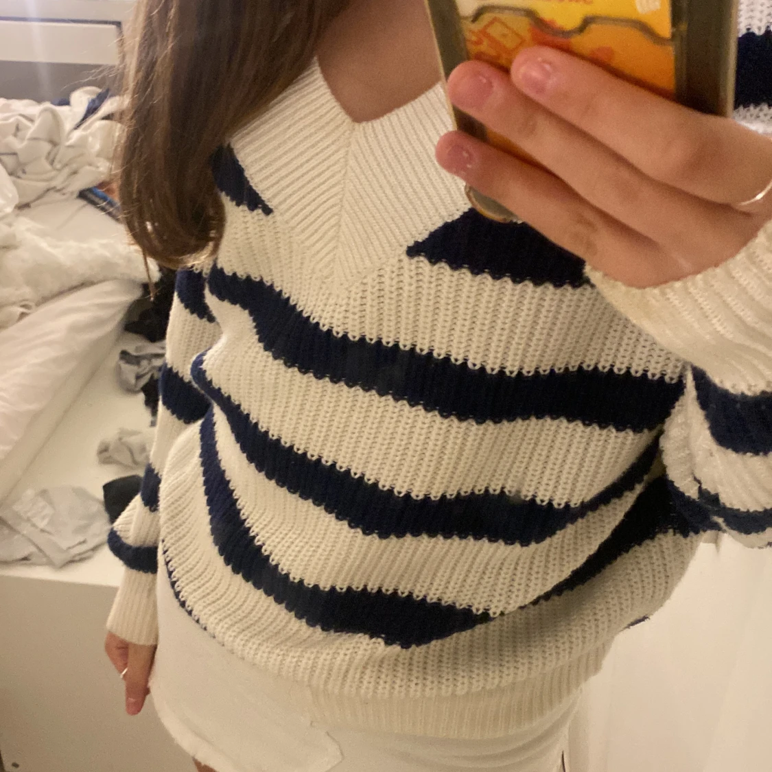 Randig stickad tröja - 90