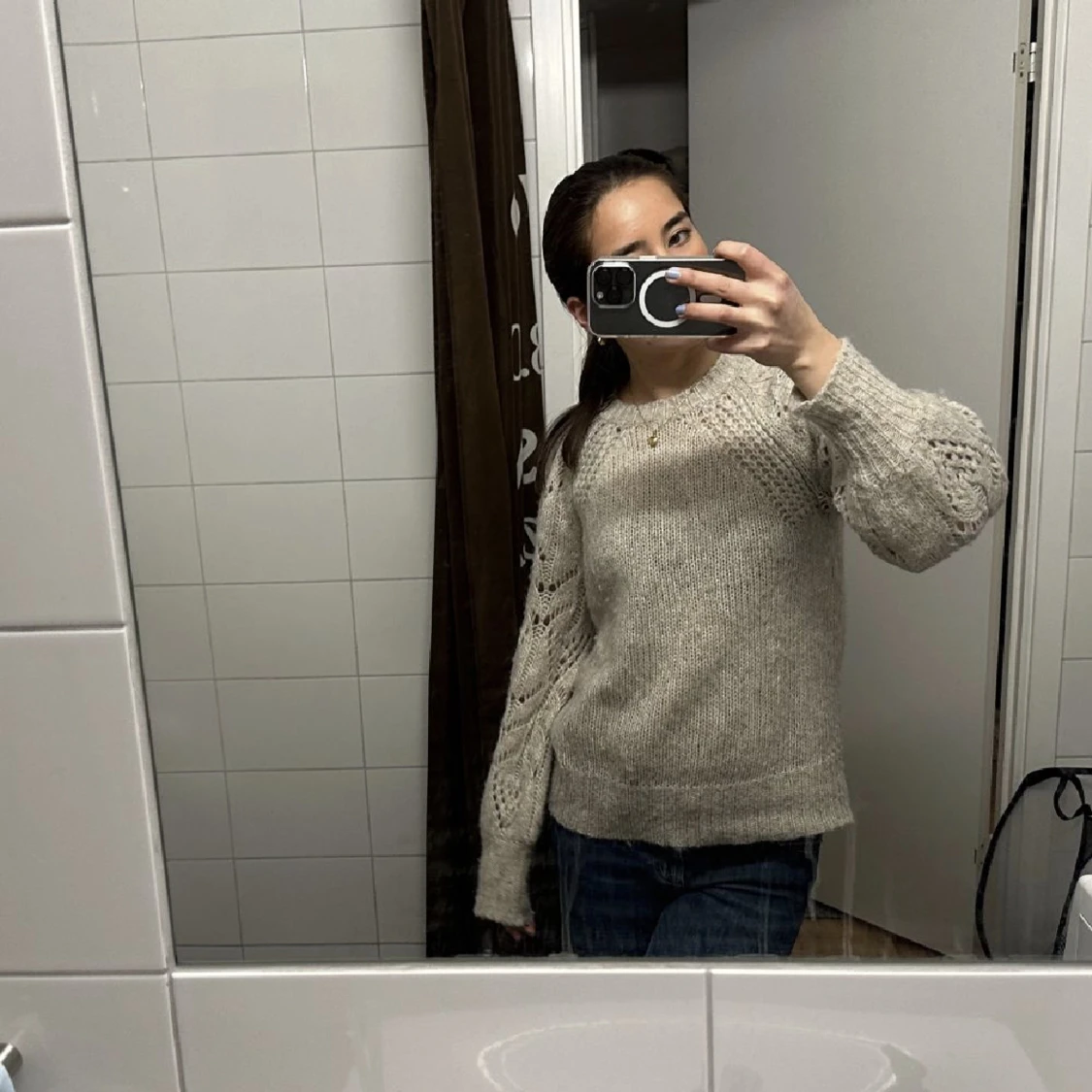 beige stickad tröja - 90