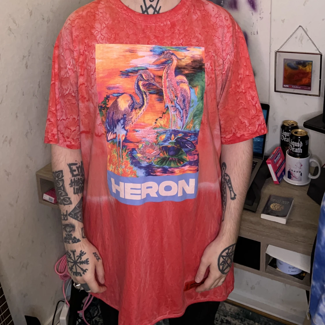 Heron Preston - RARE Birds Tie-Dye S/S T-shirt sz L