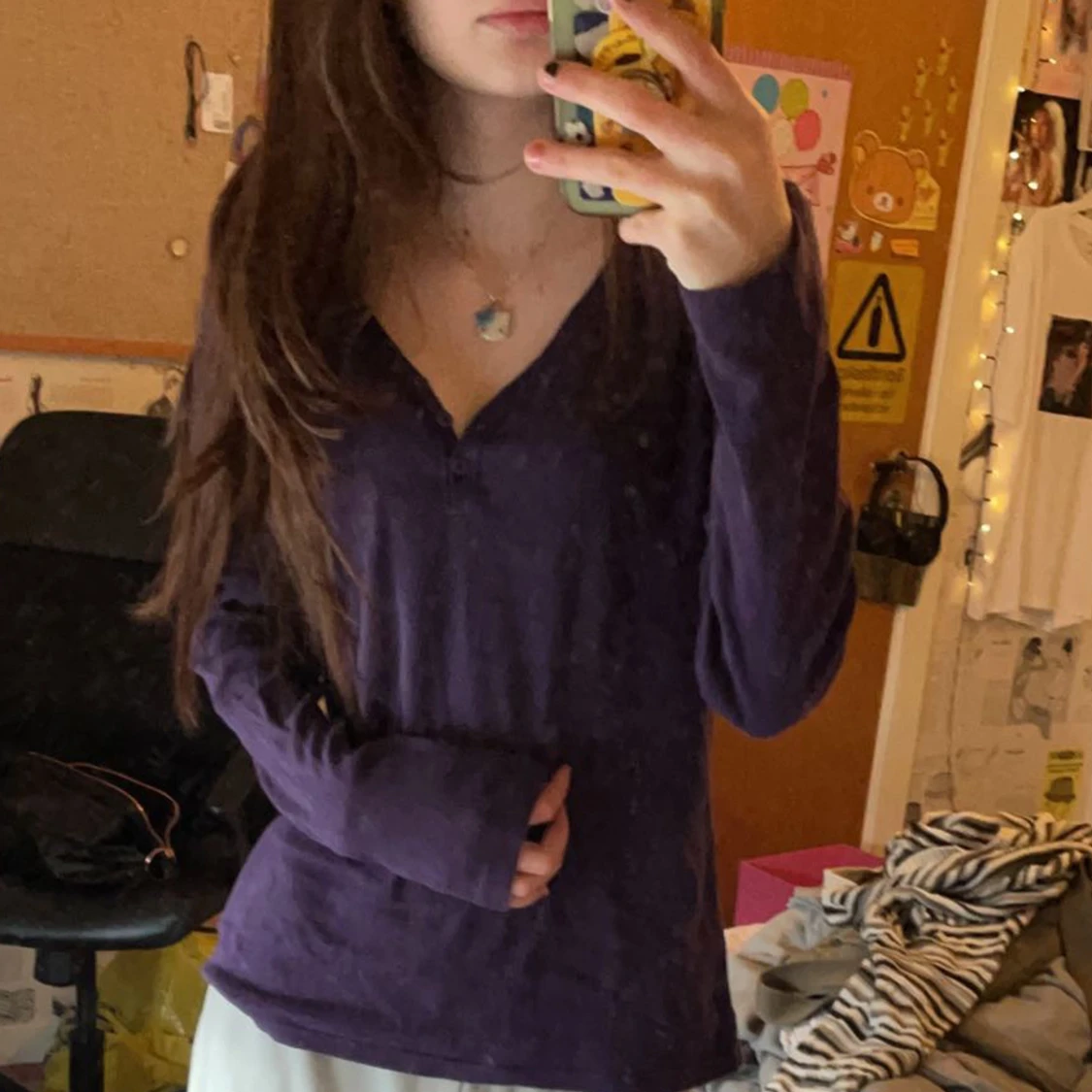 lila henleytröja - 90