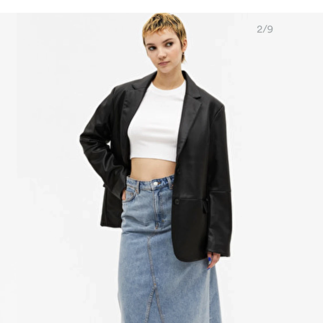 Skinnjacka i läderimitation  - 91