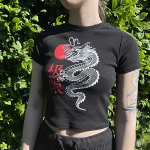 Topp med drake - Svart top med drake. Aldrig använt.