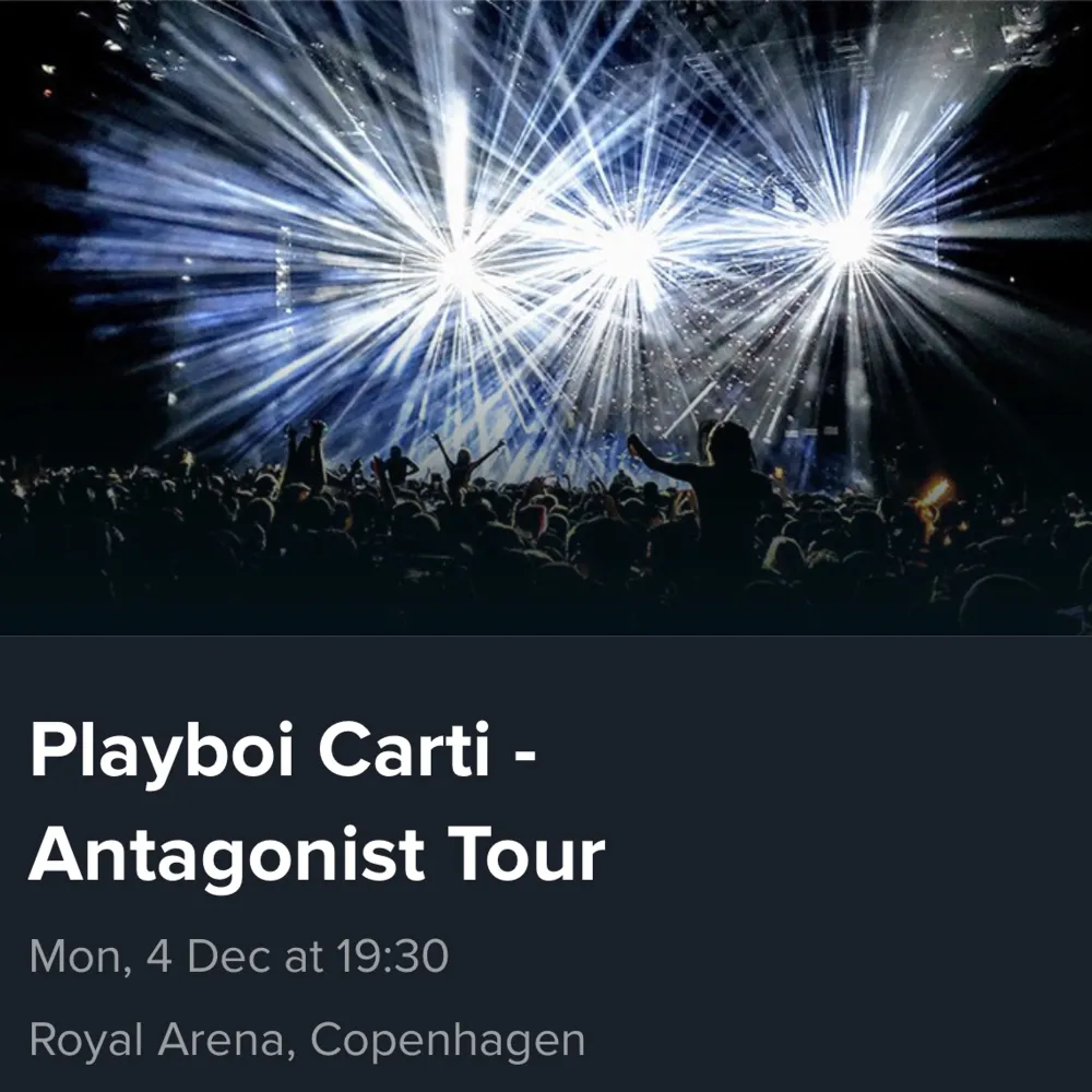 One ticket for Playboi Carti’s Antagonist Tour, 4th of December 2023, Copenhagen. Standing Tickets!! Digital Tickets.. Övrigt.