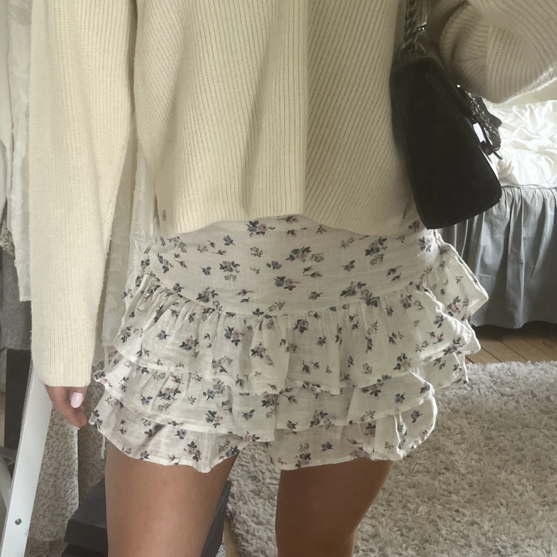 blommig volang kjol - 90