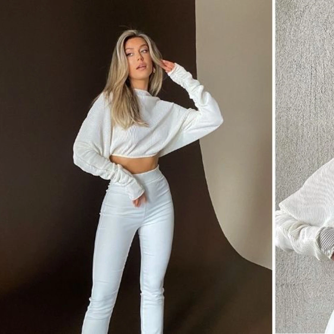 Vit långärmad topp - 90