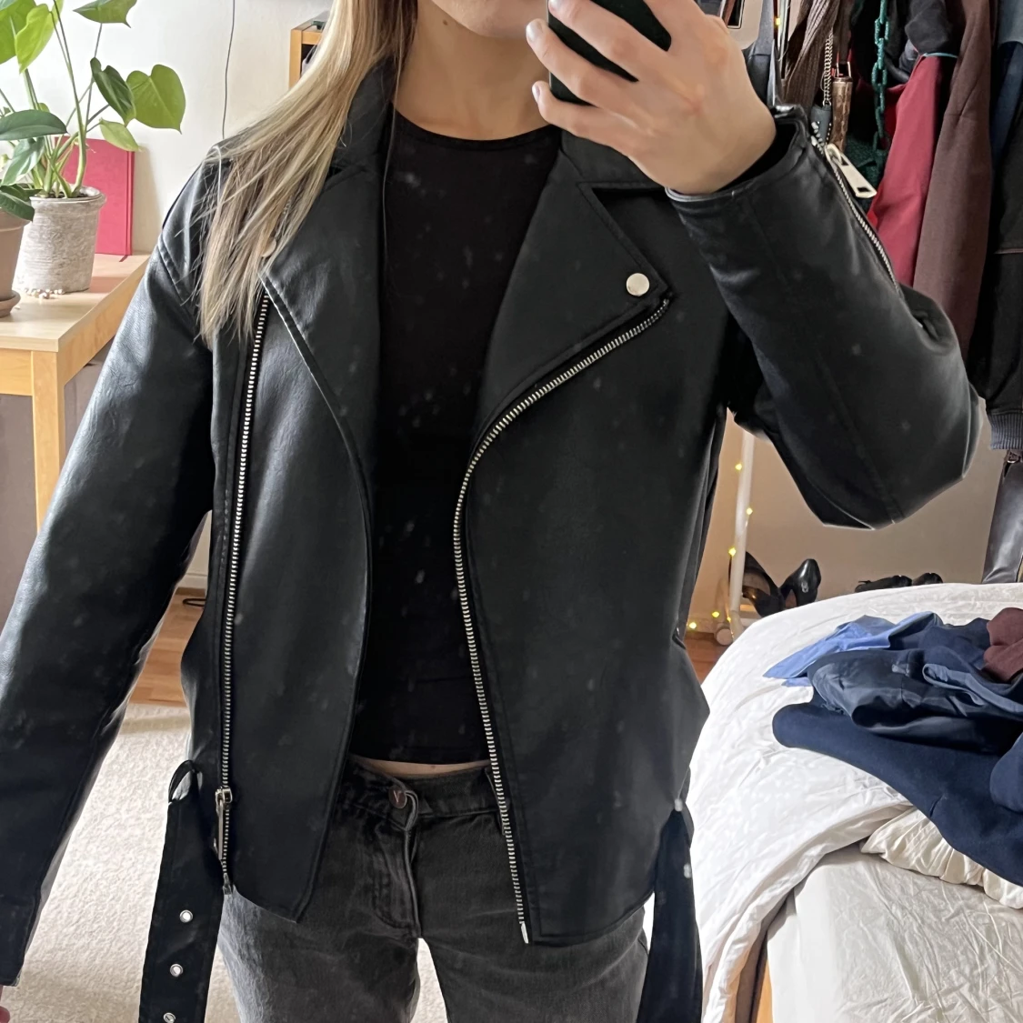 Läderjacka/bikerjacka - 90