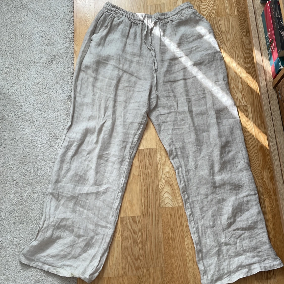 Beiga wide leg linnebyxor - 90