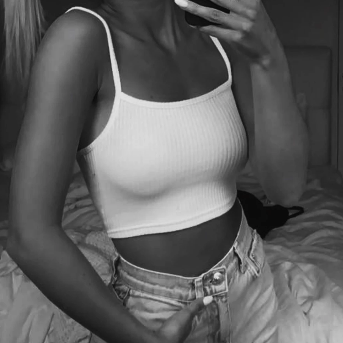 Vitt linne med smala band - 90