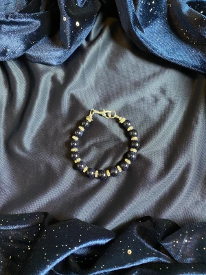 Armband- Natthimmel  - Blå guldsten, strass-rondeller (Alla armband är nickelsäkra)