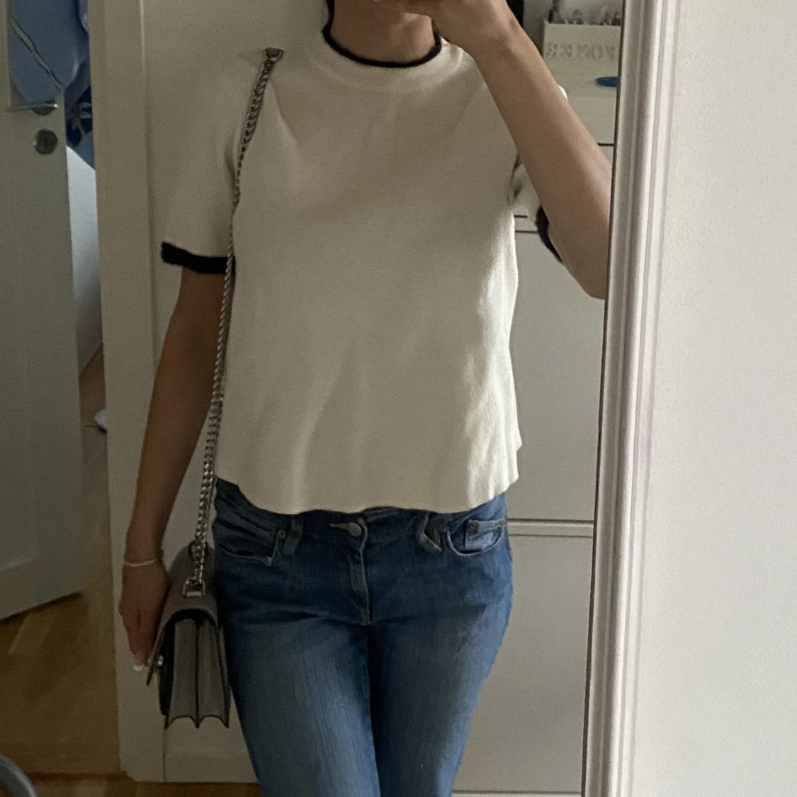 zara knit tröja vit/svart