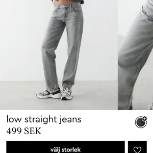 Jeans från Gina Tricot i ljusgrå. I modellen Low straight jeans. Fina men lite för långa på mig som är 163 ungefär.