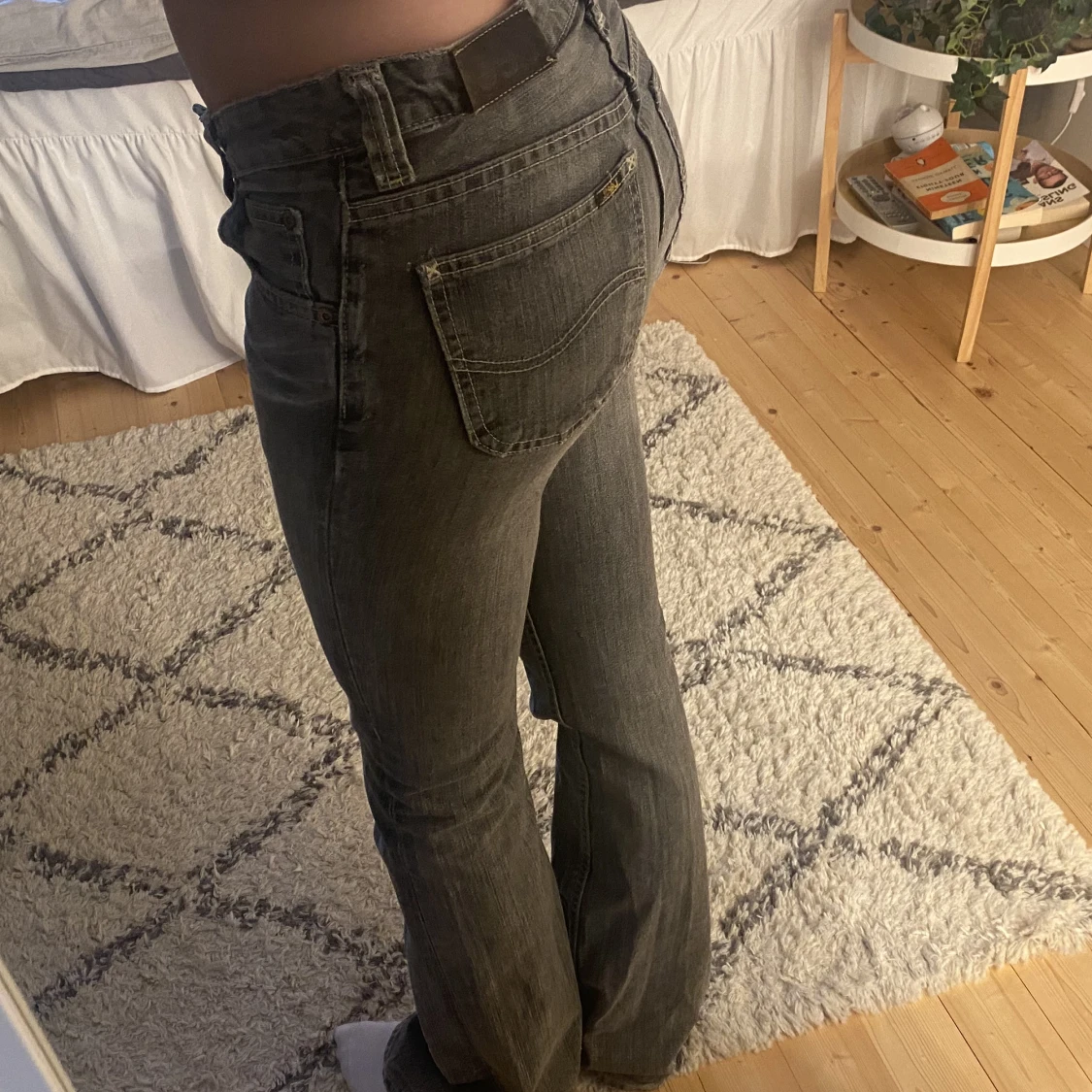 Grå lågmidjade bootcut Lee jeans - 90