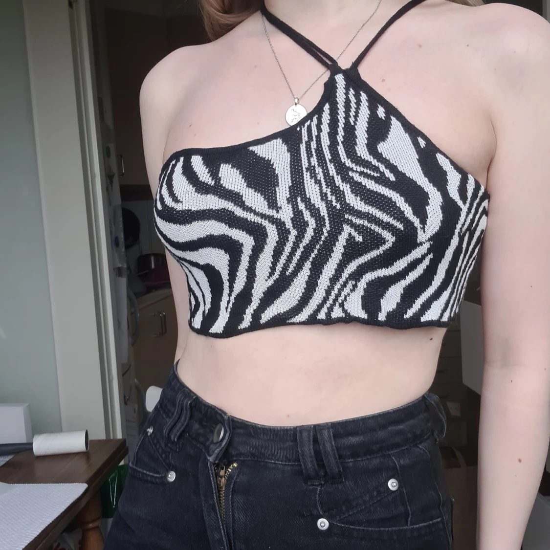 Zebramönstrad topp