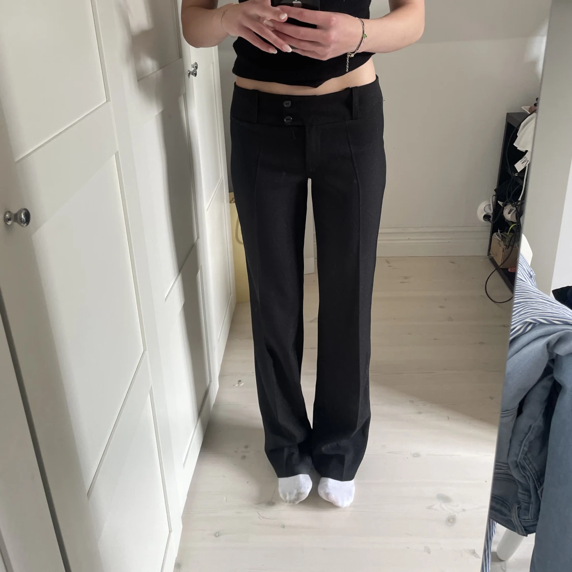 Low waist kostymbyxor