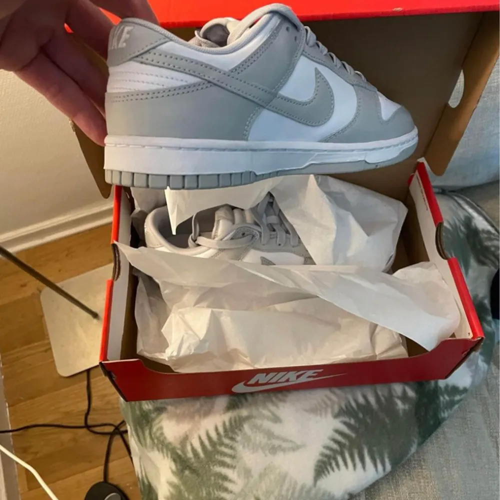 Helt nya och populära Nike dunk grey fog i storlek 42 box får man med!. Skor.