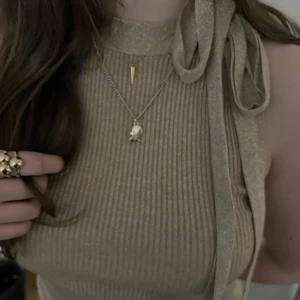 Guld glittrigt festlinne  - Guld glittrig festtopp med knyte runt halsen. 🪩🪩