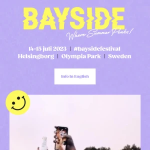 Bayside + Afterparty - Säljer min två dagars biljett till Bayside + Afterparty 14-15 Juli pga sjukdom! Biljettens ordinarie pris är 2699 men säljer den för 1500 kr 🍉💕🍓