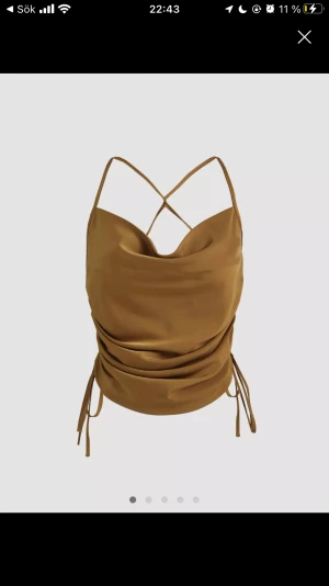 Brun satintopp - Satintopp med snörning i sidorna så längden kan justeras.  Aldrig använd.  Storlek S. 