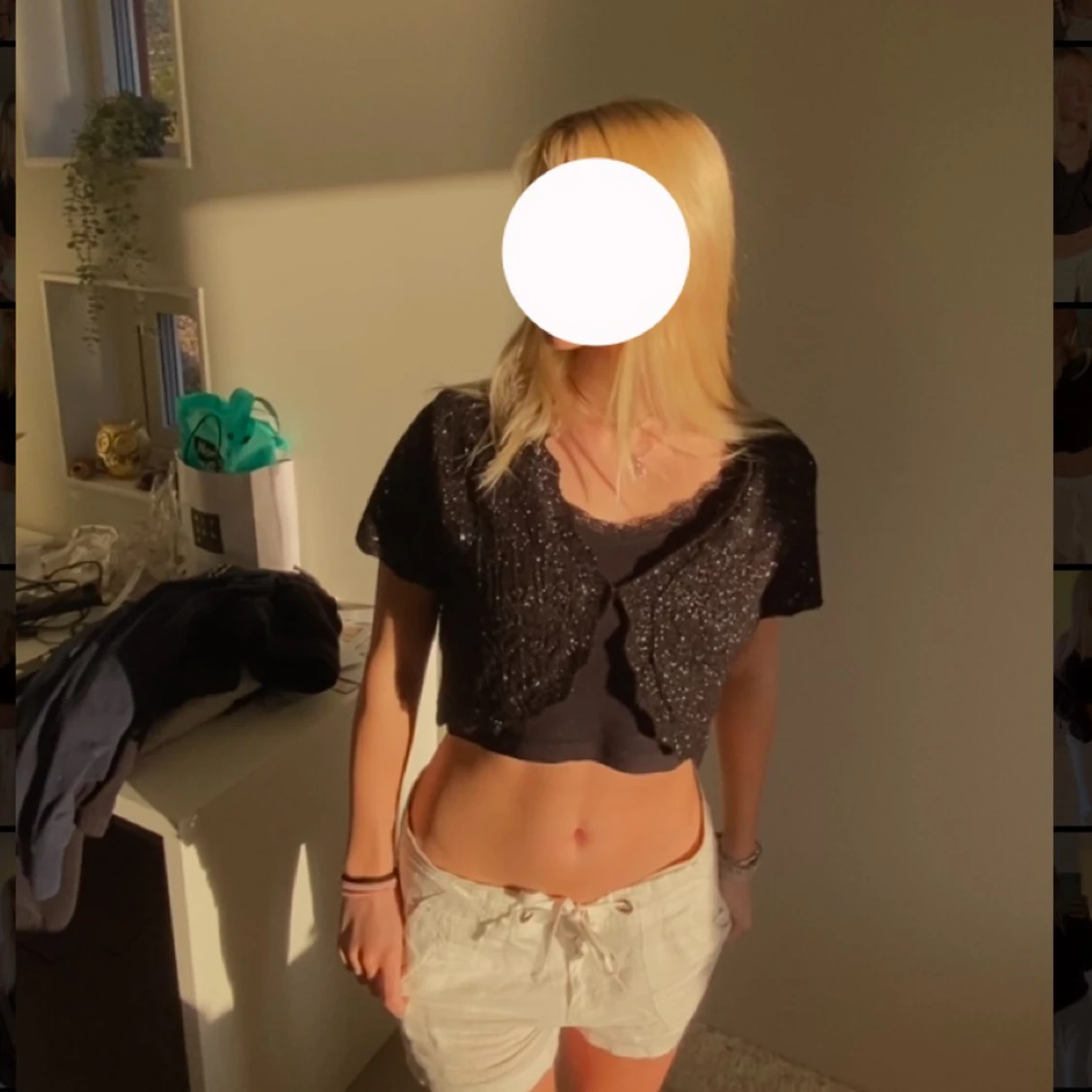 Svart glittrig kofta - 90