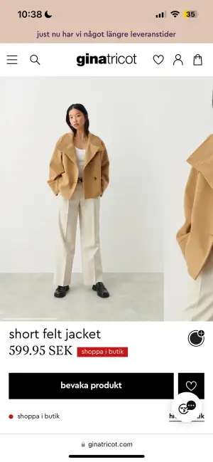 Säljer en helt oanvänd jacka från Gina Tricot med prislappen kvar, slutsåld på hemsidan. Köpt för 599kr, säljer för 300 kr plus frakt 🫶🏼 