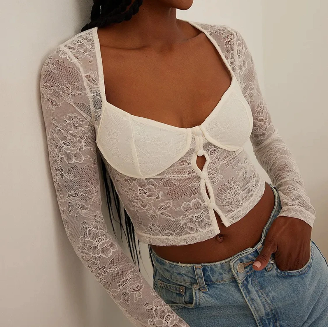 Cardigan med spetskupa - 1