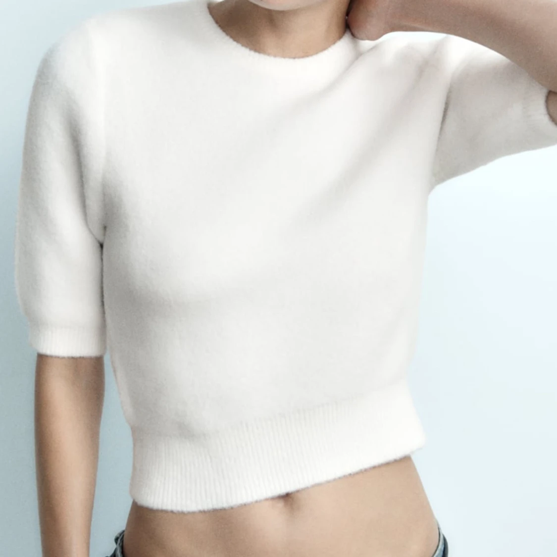 Vit stickad t shirt från zara - 90