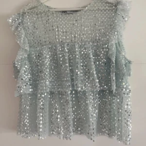 Zara topp glitter blus paljetter blå - Zara topp💕stlk S