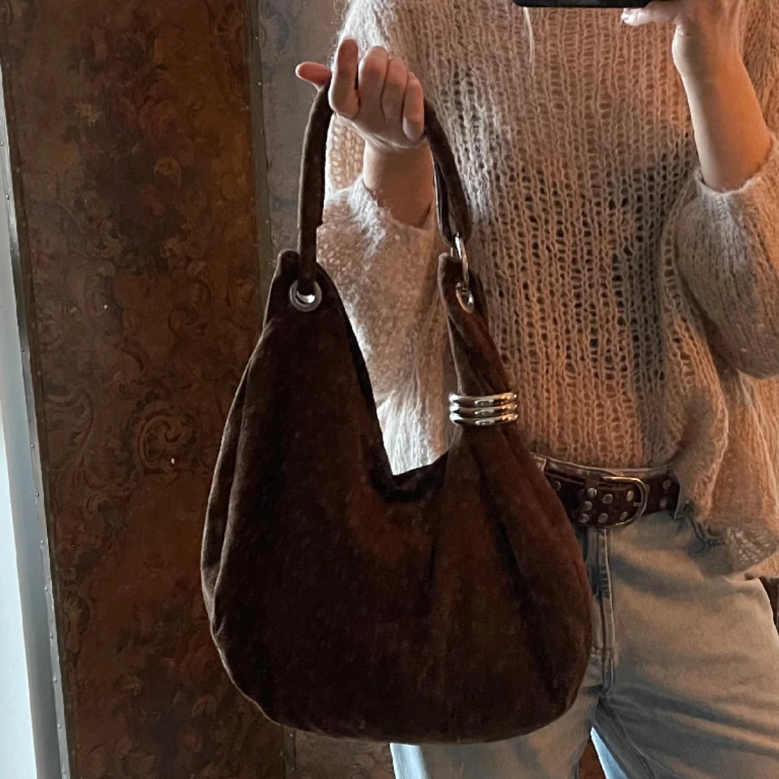 Väska i brun mocka - 90