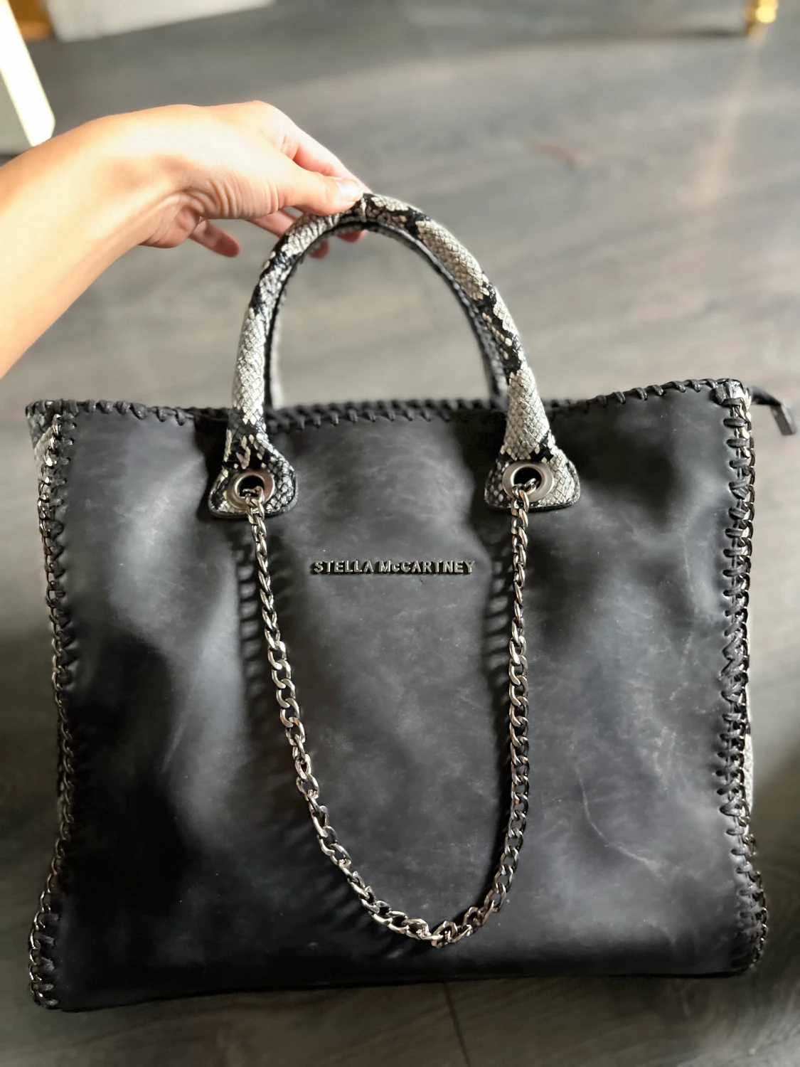 Stella McCartney python print faux leather hobo bag