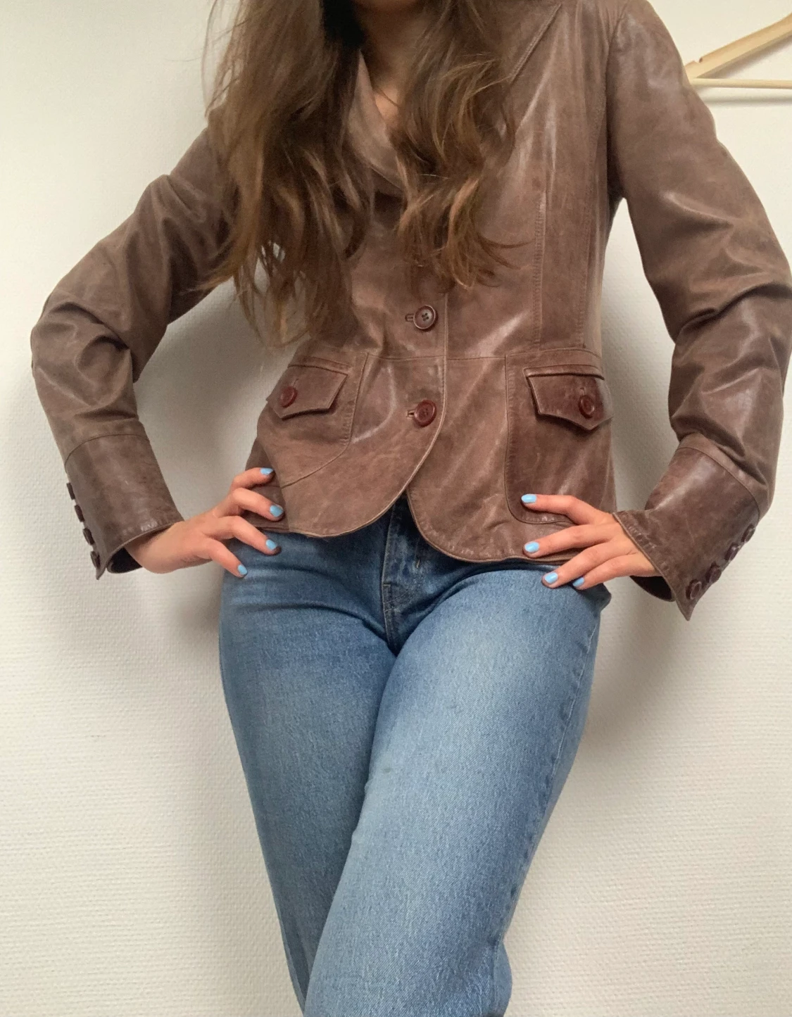 Vintage kavaj i äkta skinn -Hollies - 90