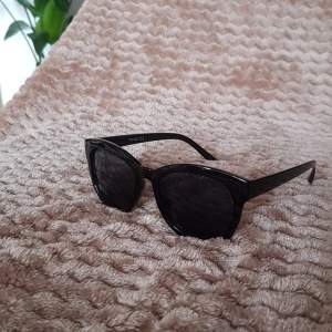 Svarta blanka solglasögon med svart glas