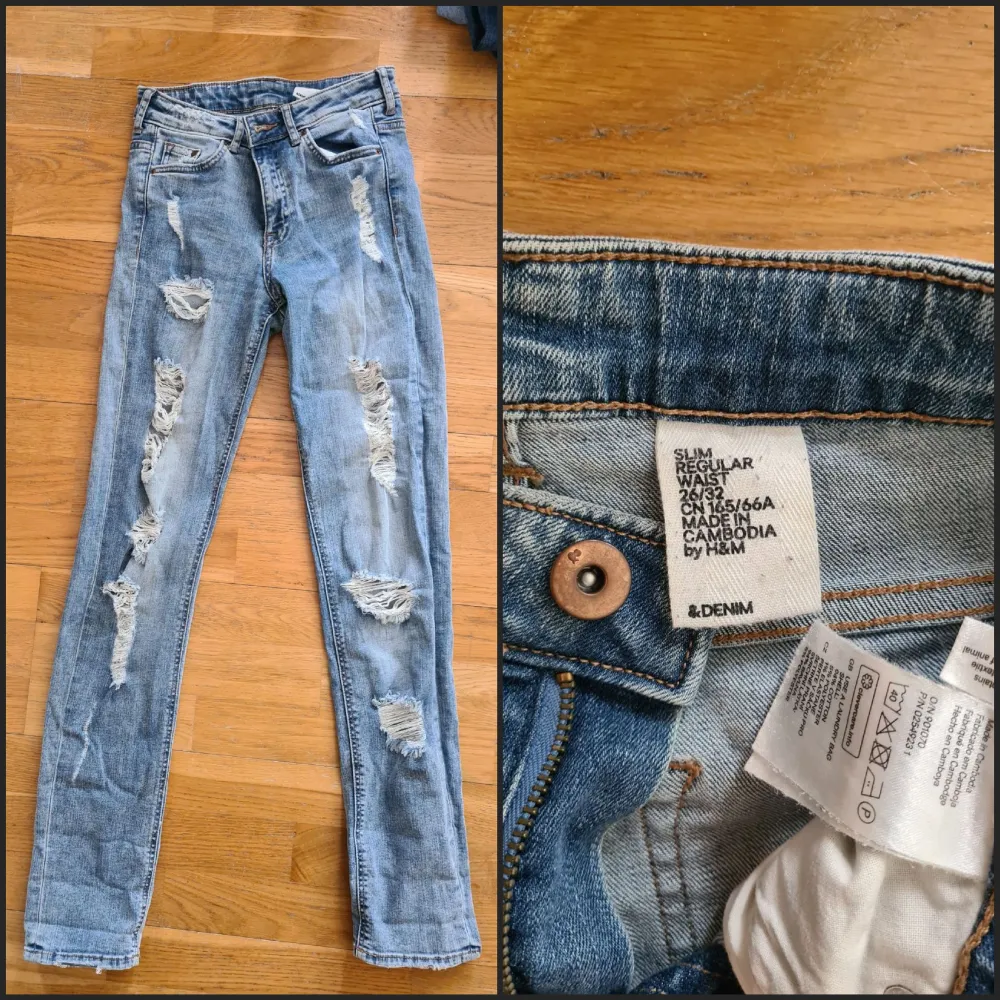 Ripped jeans från H&M, strl 26/32. Jeans & Byxor.