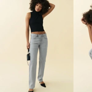 Grå Low waist  - Grå Low waist jeans från Gina Tricot. Bra skick 🩵 Dom är lite slitna längst ner därav priset🫶🏼Startar budgivning om fler är intresserade 🫶🏼