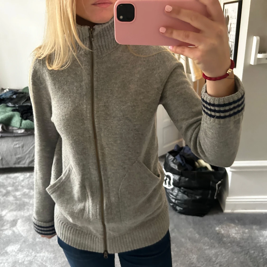 Grå kofta med dragkedja - 2