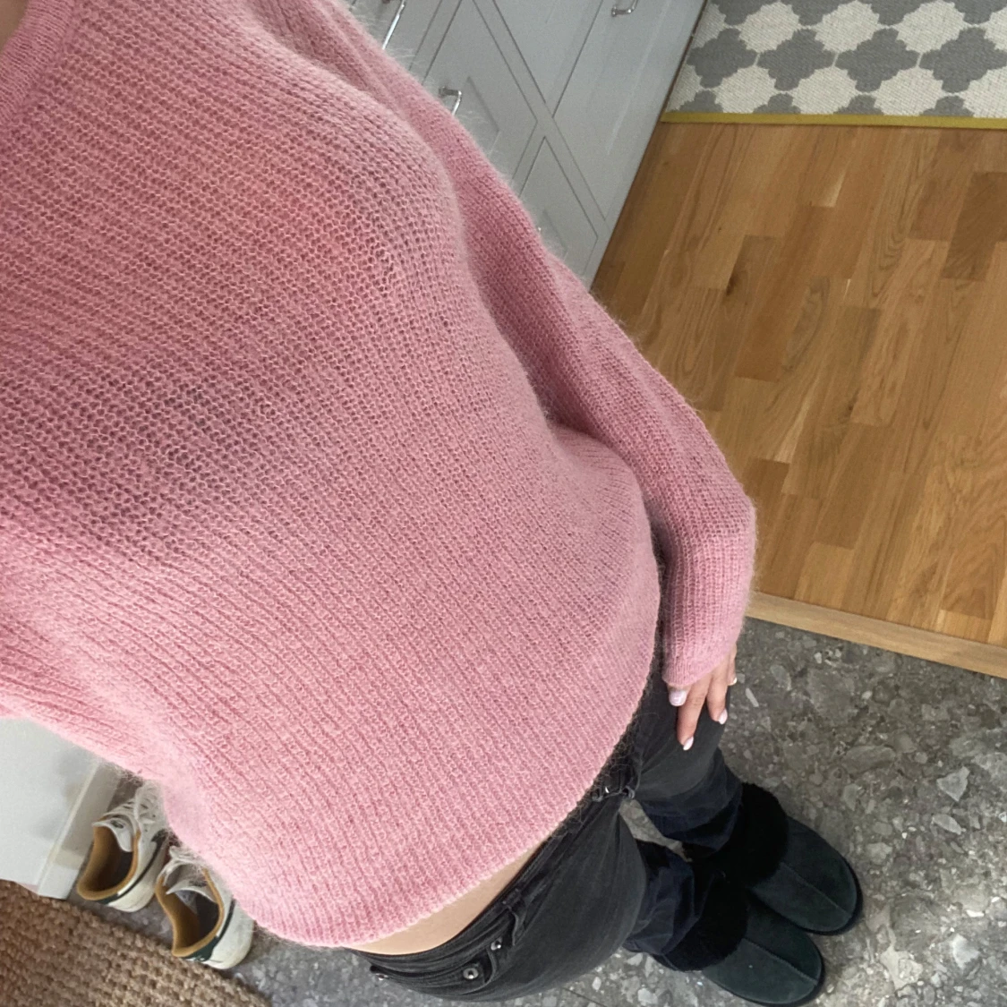 Rosa stickad tröja - 1