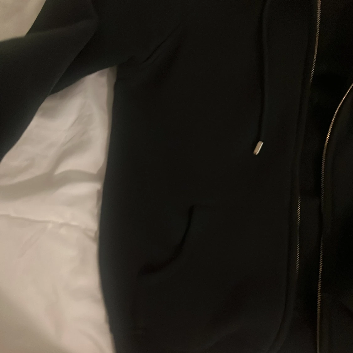 Svart Burberry hoodiejacka med rutig huva - 3