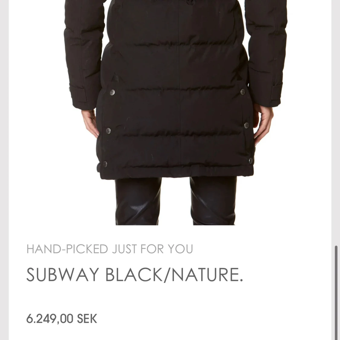 Svart dunjacka med päls från Subway - 1