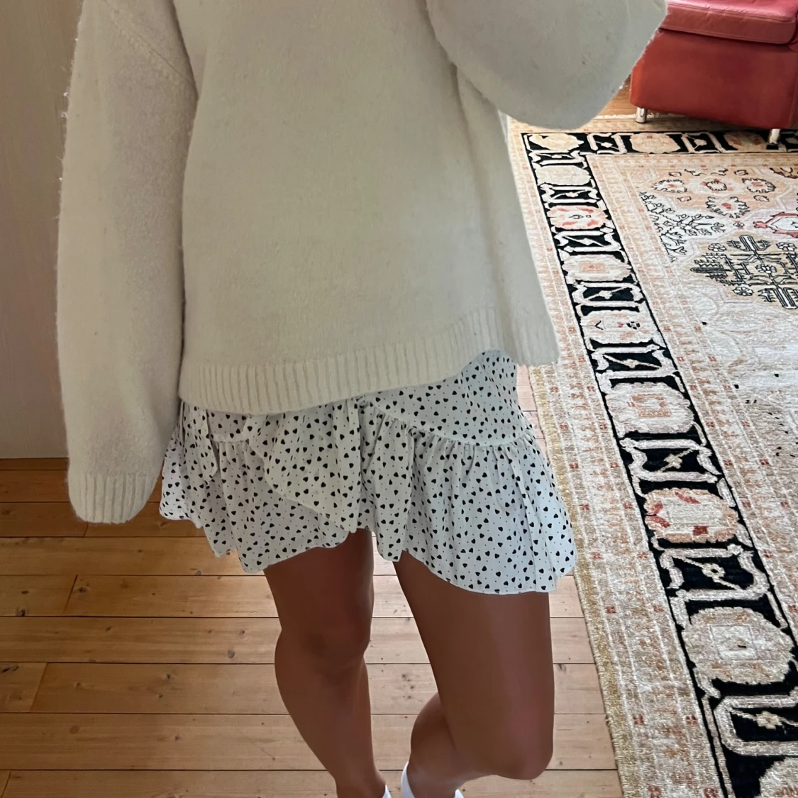 Vit kortkjol med svarta hjärtan - 1