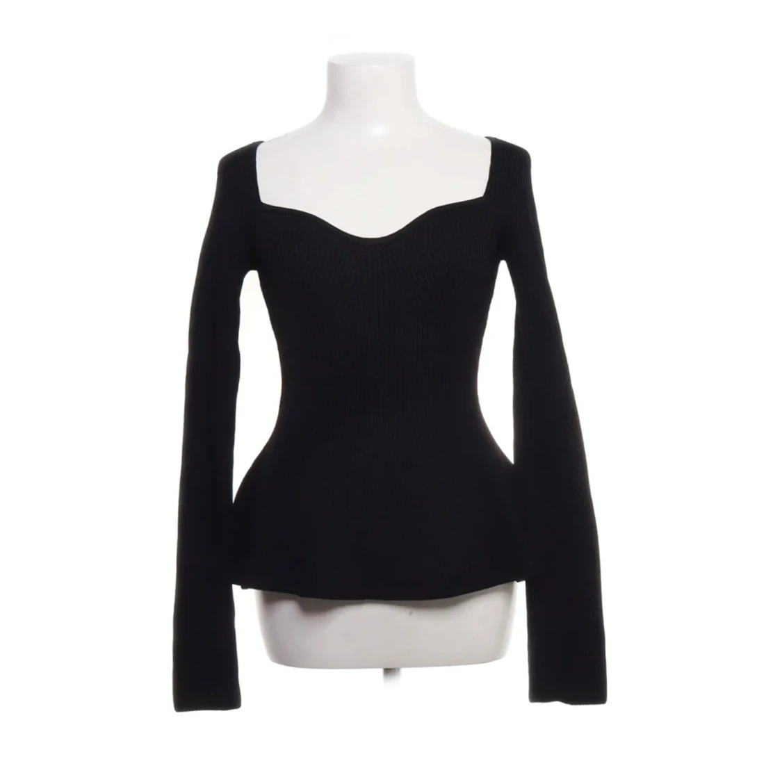 Svart ribbad långärmad top H&M