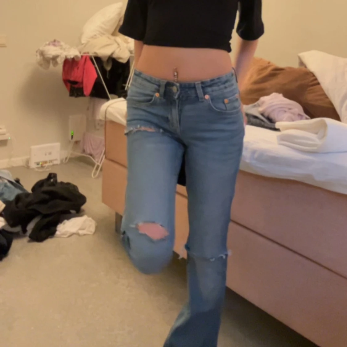 Blå bootcut jeans från 157 lowboot