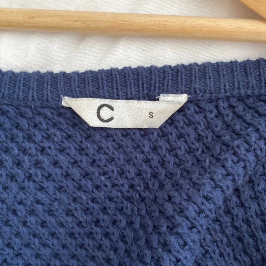 Mörkblå croppad stickad tröja C - 2