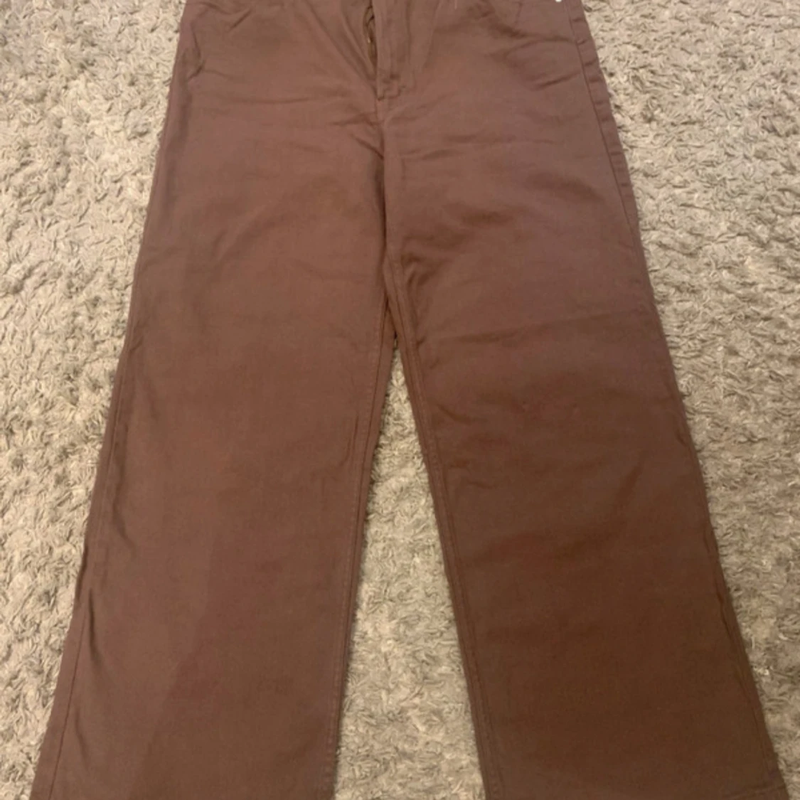 Bruna raka byxor i bomull