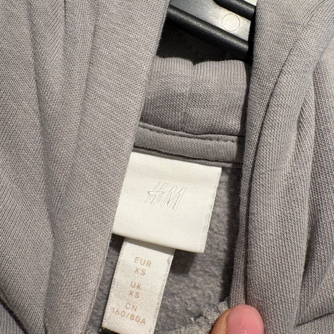 Grå hoodie från H&M med huva XS - 1