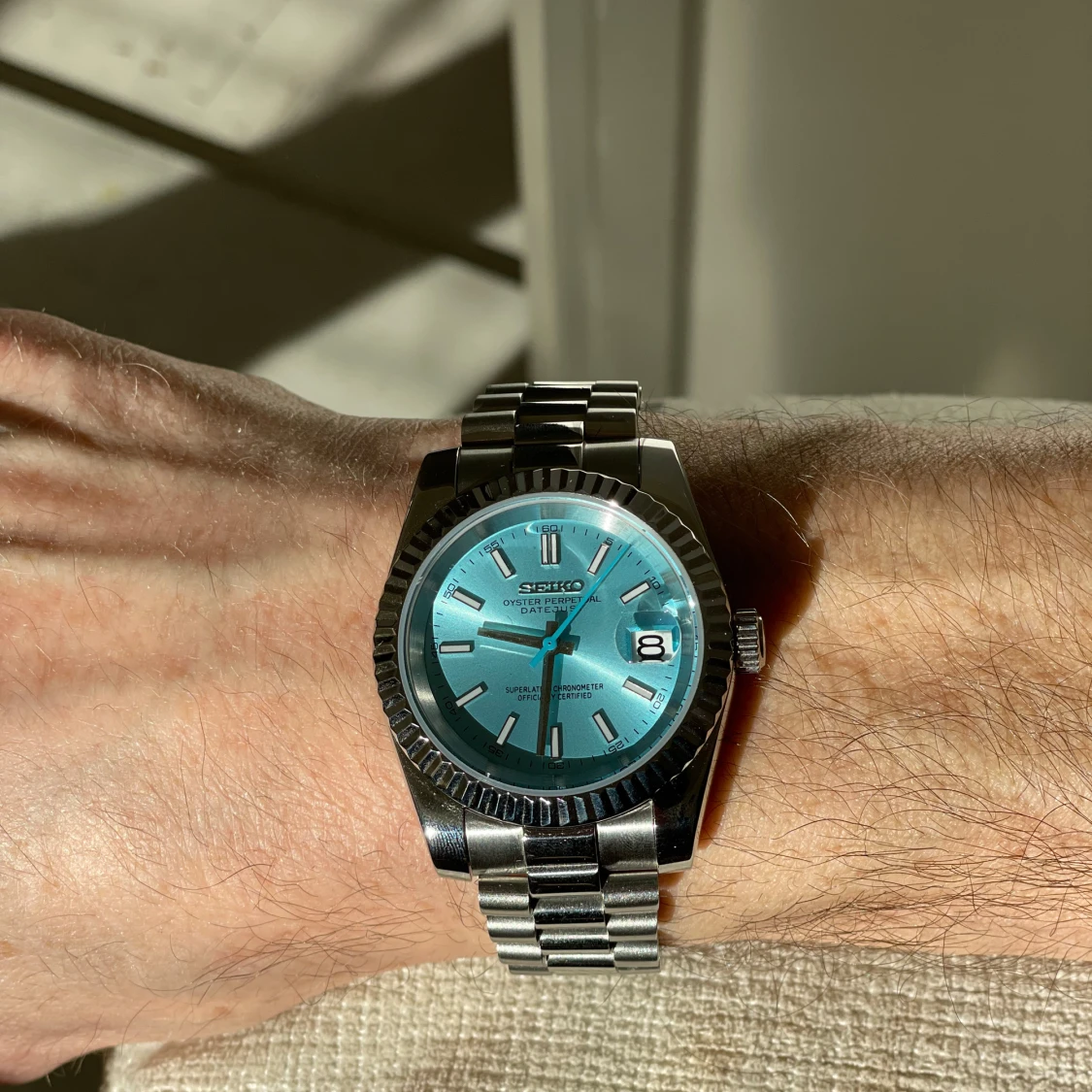 Ljus blå seiko mod date-just - 4