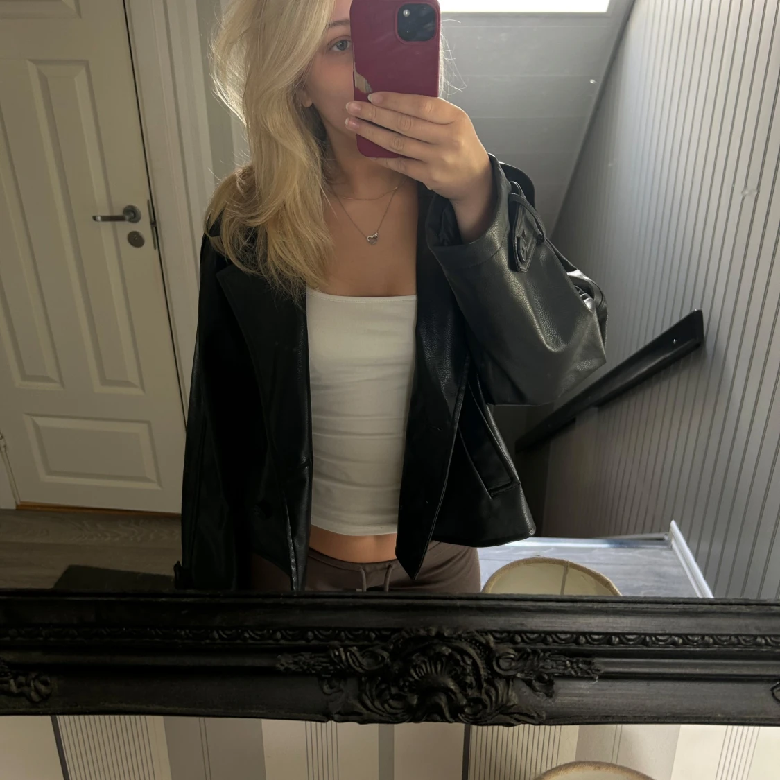 Svart skinnjacka H&M