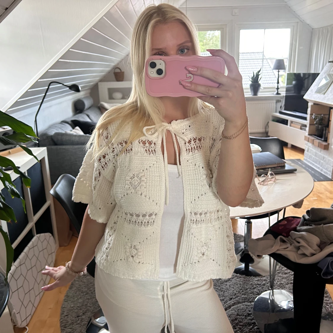 Vit stickad kofta från Zara - 2